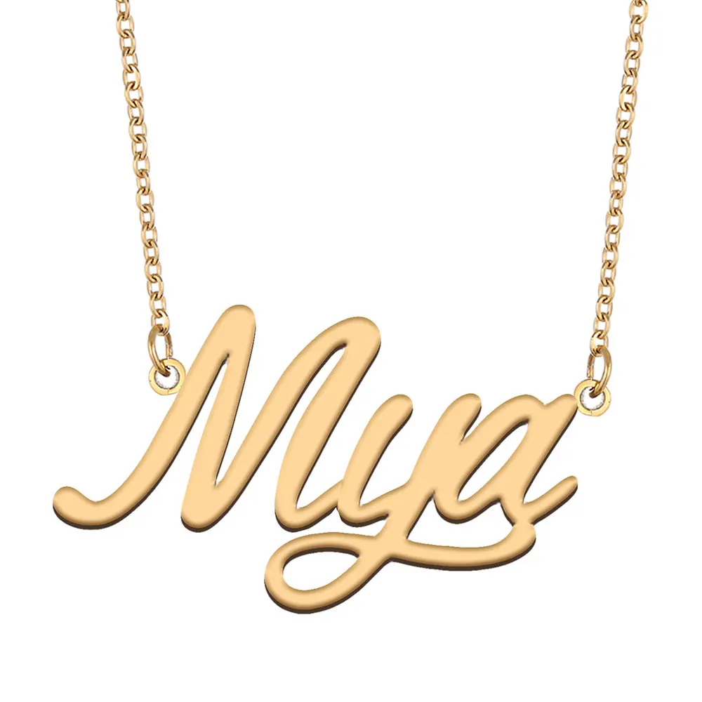 

Mya Name Necklace for Women Stainless Steel Jewelry Gold Color Nameplate Pendant Collares Para Mujer Letters Choker
