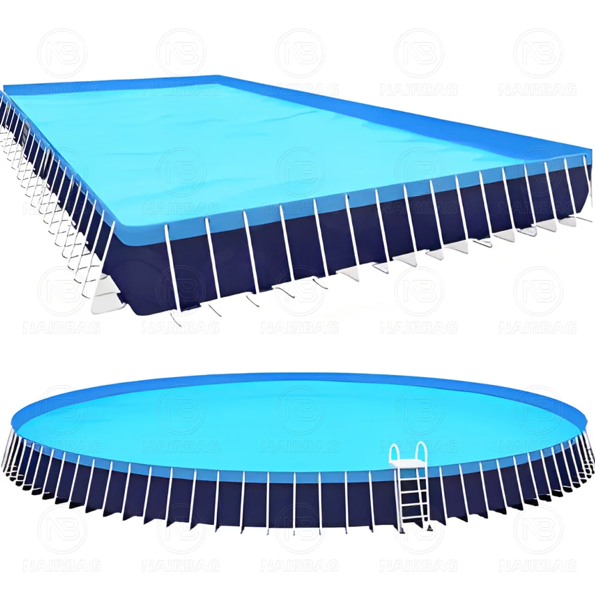 

Above Ground Stainless Steel Metal Frame Giant Swimming Pool Rectangular Square Structural Ring PVC Large Swim Pool