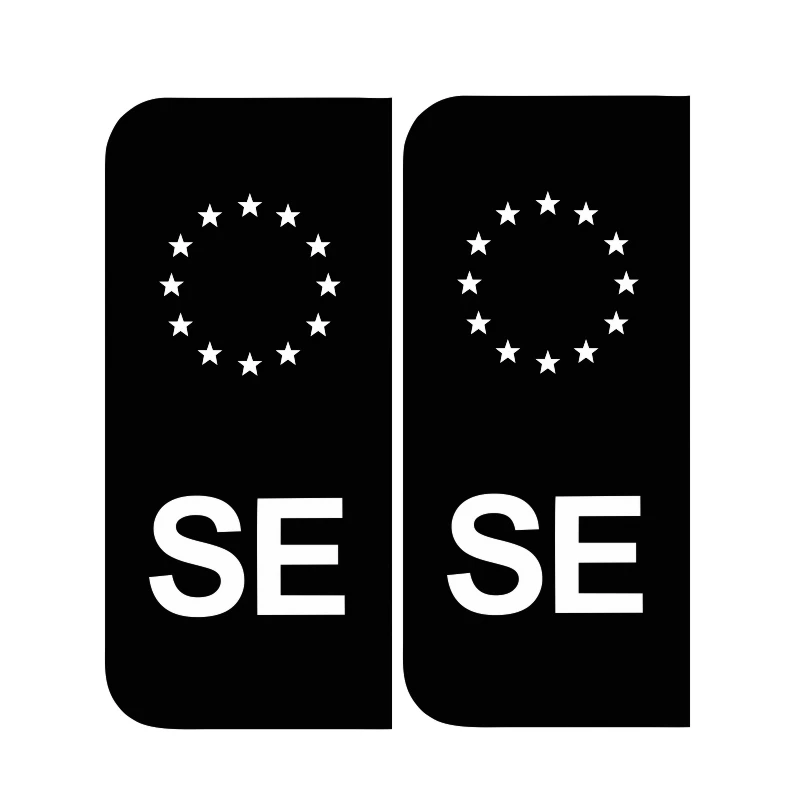 2 x stiker hitam pelat nomor D E GB NL PL DK CZ SK EU Film Lapangan mobil hitam Trailer Bus karavan cocok untuk semua ukuran standar vinil