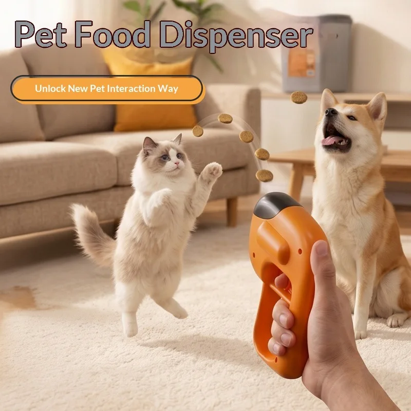Pet toy, treat dispenser, freeze-dried food launcher, interactive training tool for cats and dogs