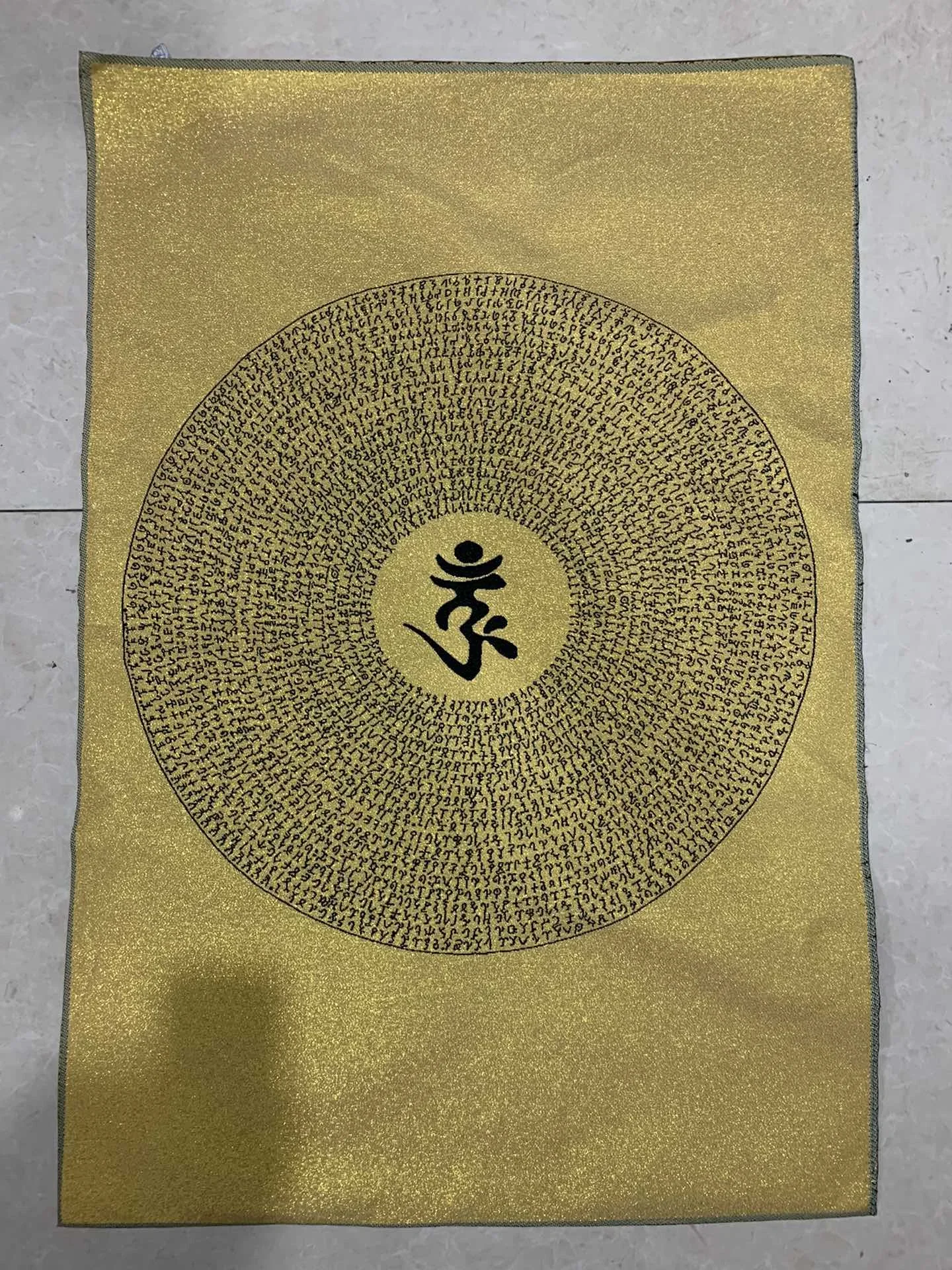 Sanskrit Lengyan Mantra Diagram Tangka Embroidery Decoration Hanging Painting