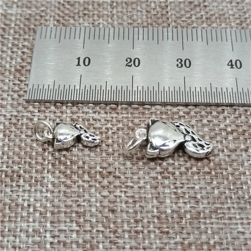 2 Pieces Fox Charms Double Sided in 925 Sterling Silver for Bracelet and Necklace Jewelry Making