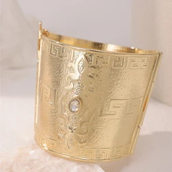 Algerian Classic Cutout Pattern Gorgeous Alloy Bracelet With Rhinestone Wedding Festival Accessories Open Hand Decoration