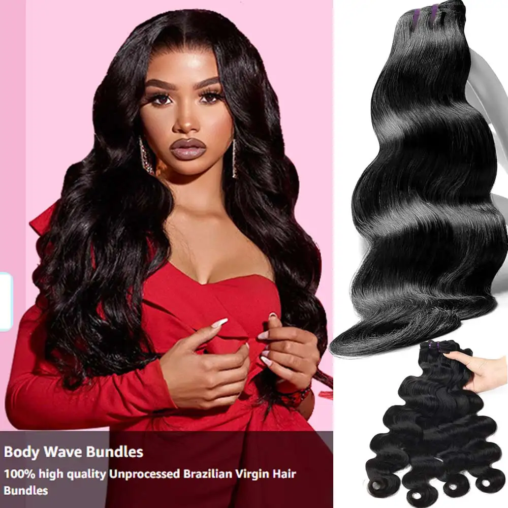 

Body Wave Bundles Human Hair Brazilian Weaving Natural Black Deal Virgin Hair 3 4 Bundles 30 32 Inch Raw Hair Extensions