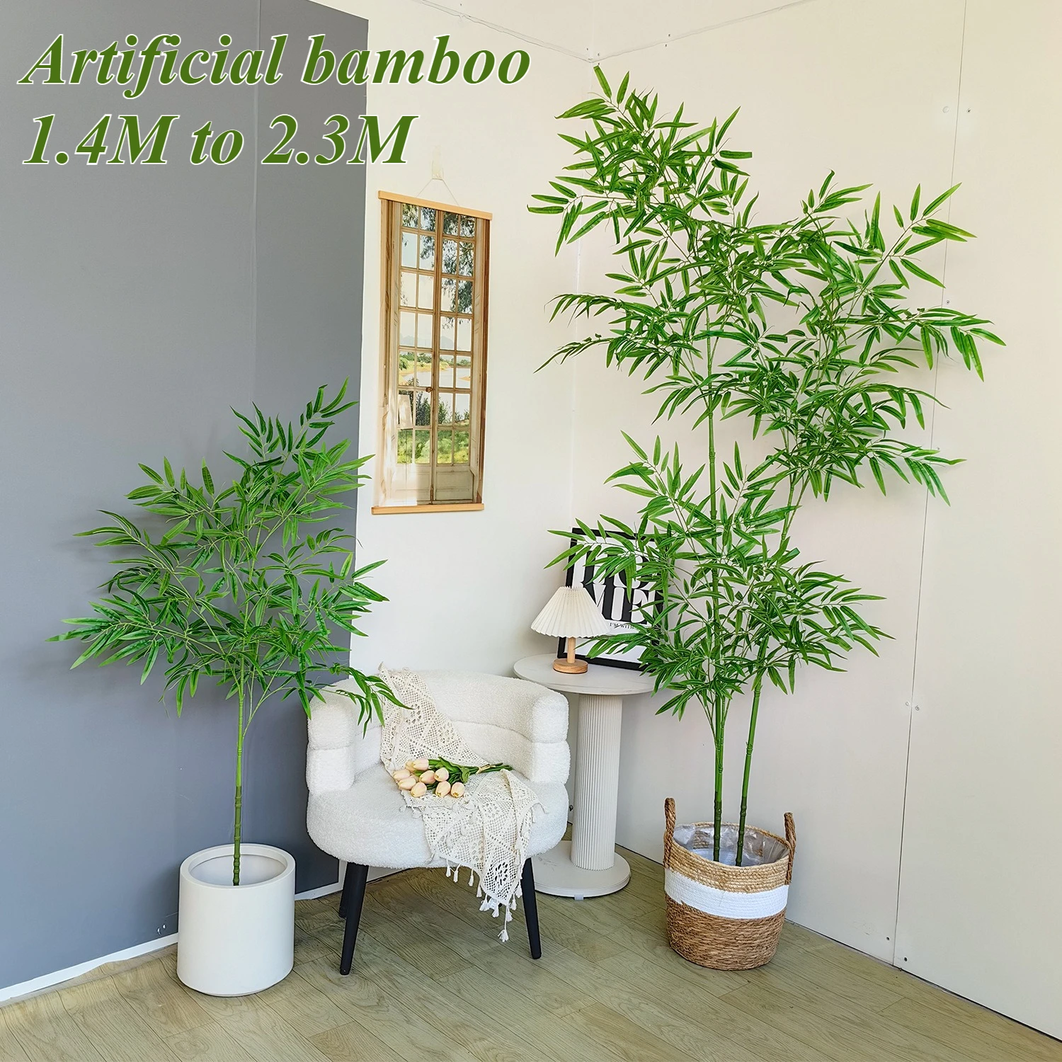 الخيزران الاصطناعي كبير الأخضر الخيزران الطابق بوعاء المنزل 140 سنتيمتر إلى 230 سنتيمتر الخيزران وهمية النباتات الخضراء فندق حديقة غرفة الديكور