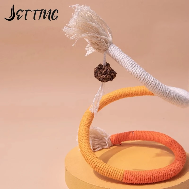 Cat String Toy Interactive Cat Scratcher Cotton Rope Toy Bite-resistant Chewing Teething Cat Toy Pet Teaser Wand String Rope