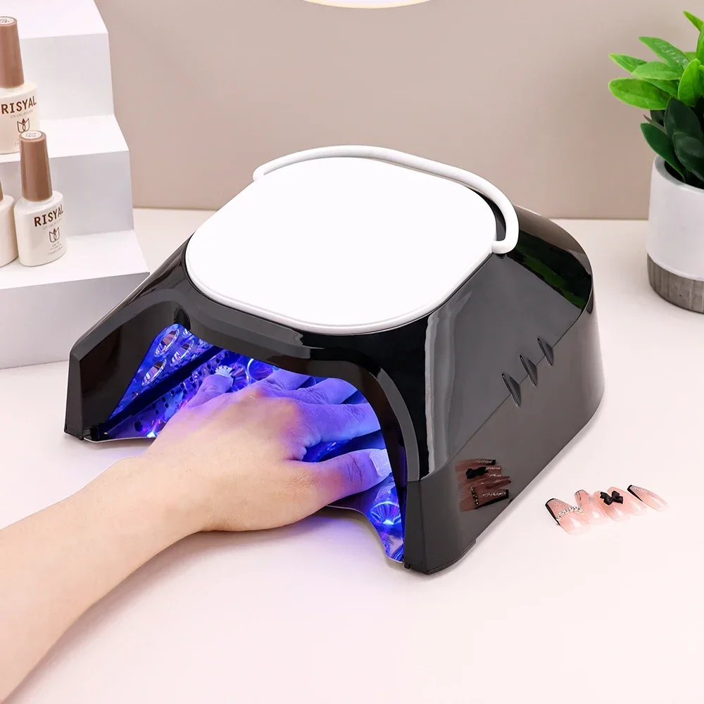 86W LED Dual Nail Lamp Rechargeable Nail Dryer With Handle And Stand Foot With 4 Timer Setting Desk Lamp For Nails