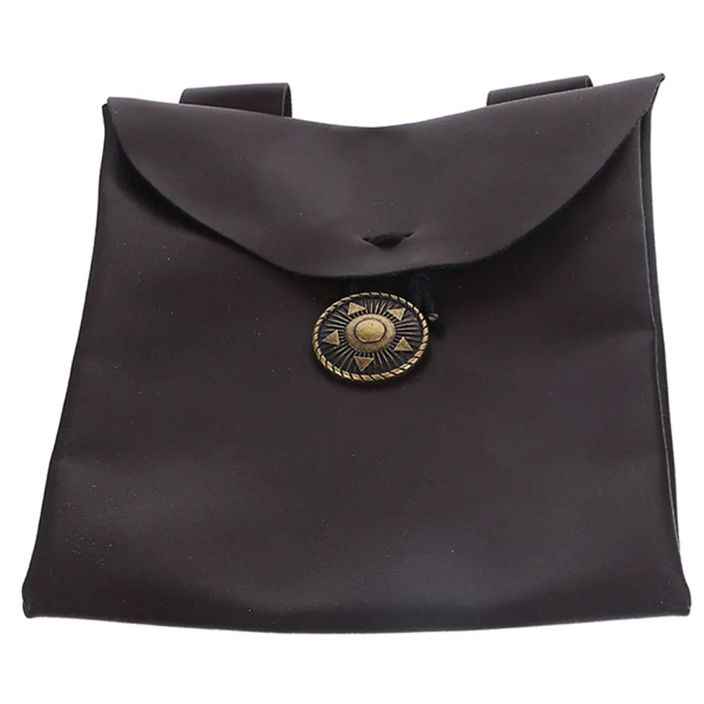 

1PCS Medieval Cosplay Pouch Deep Brown Renaissance LARP Costume Accessories Durable PU Waist Bag Storage Halloween Stage