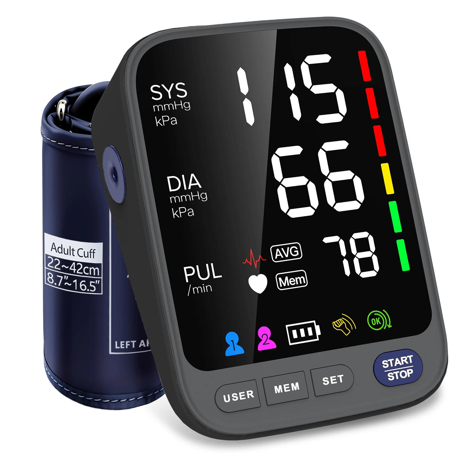 Máquina de presión arterial Kingclinic, monitor de presión arterial digital automático para la parte superior del brazo con puño grande ajustable