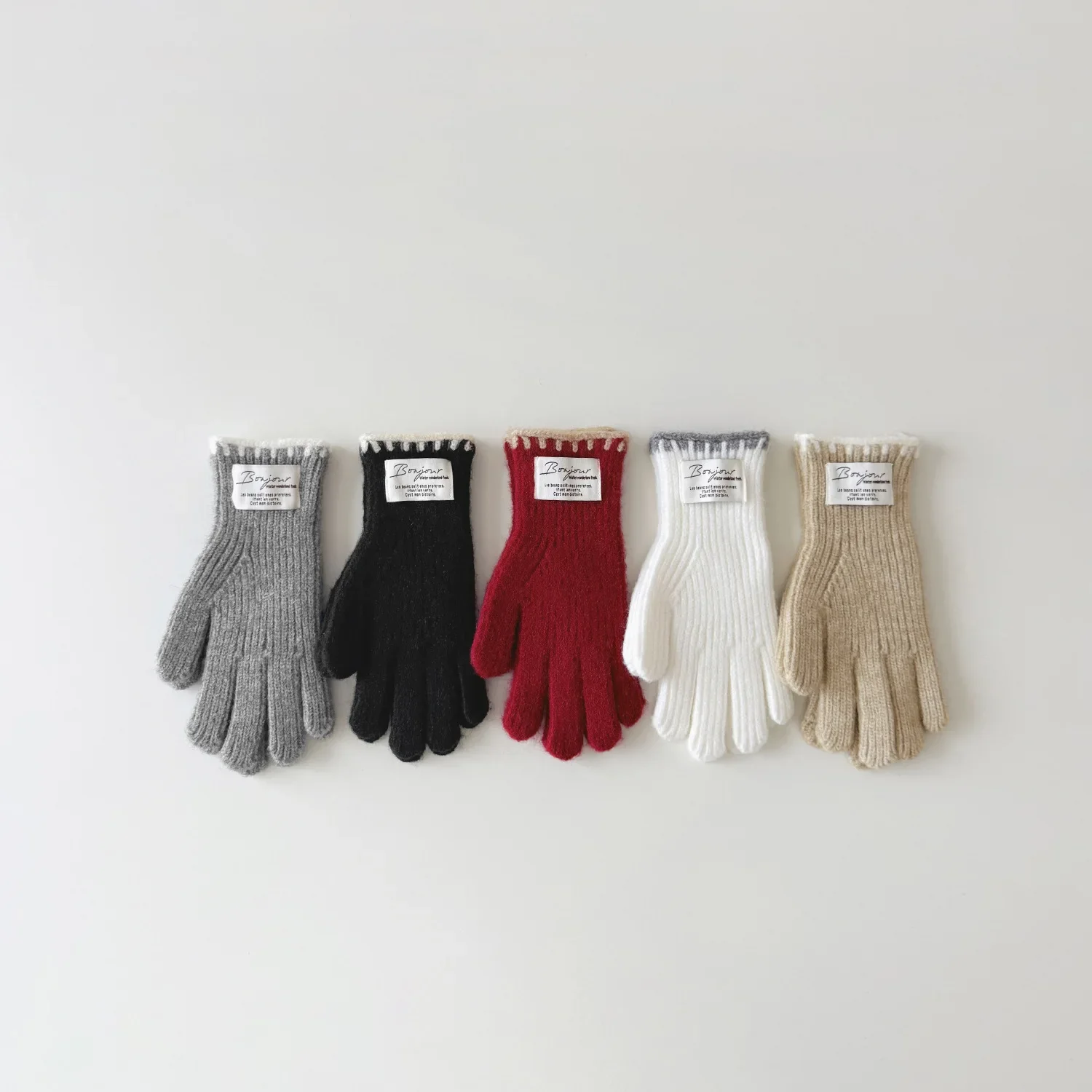 Kids Knitted Gloves 21*10cm Touch Screen Winter Warm Cold Proof Solid Color Boys Girls Windproof Boys Gloves Children Gloves