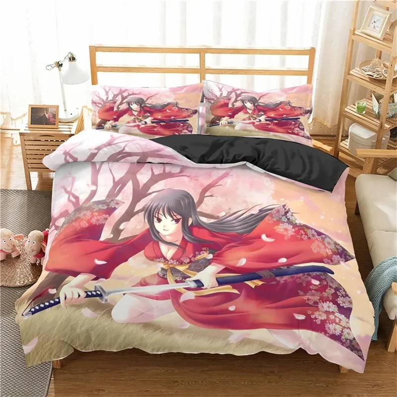 Set tempat tidur anak perempuan Anime cantik Set selimut Linen sprei imut dekorasi rumah Single Queen King ukuran hadiah kartun imut