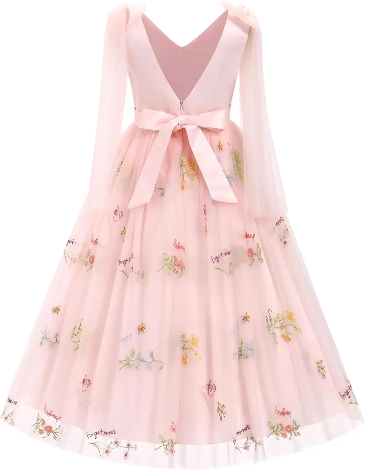 Tüllrock, Prinzessin, Festzug, Erstkommunionkleid, Blumenmädchen-Maxikleid, Hochzeit, formelle Brautjungfer, mit Blumen bestickt