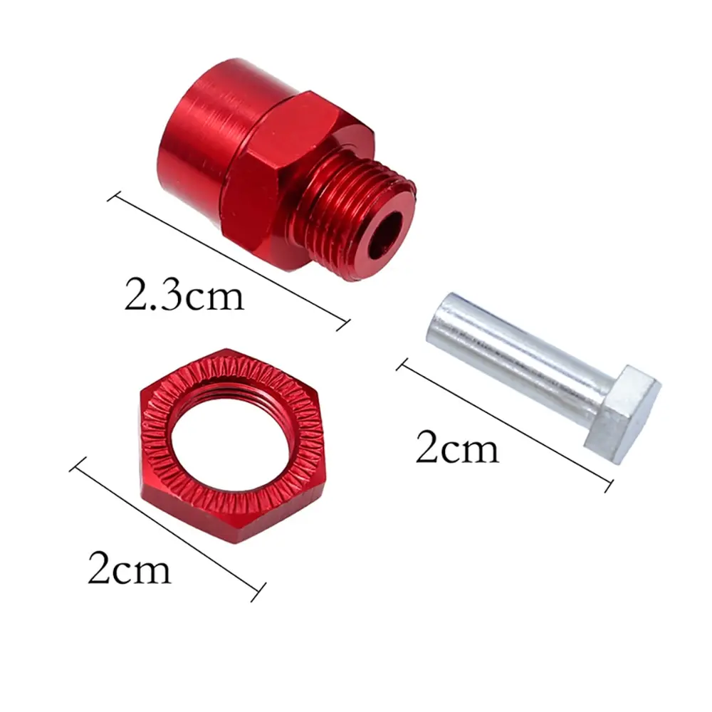 1 Set Aluminum Alloy Hex Adapter RC Car 12mm to 17mm Wheel Hex Hub Adapter Extension Conversion Nut for 1/10 Upgrade 1/8 Tires