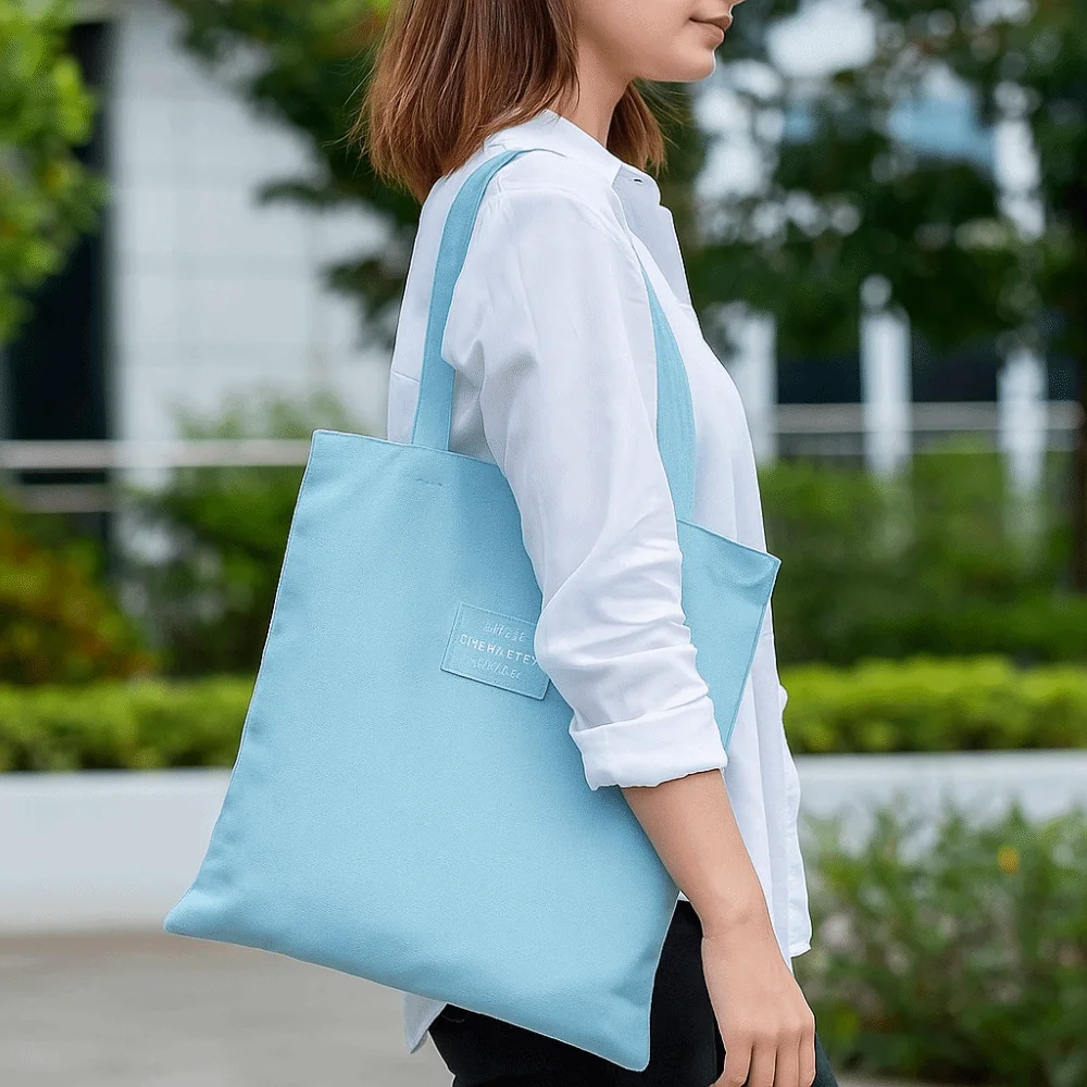 Durable Eco-friendly Canvas Cloth Bags Lightweight Exquisite Double-sided Bags Reusable Folding Shopping Bags Daily Use