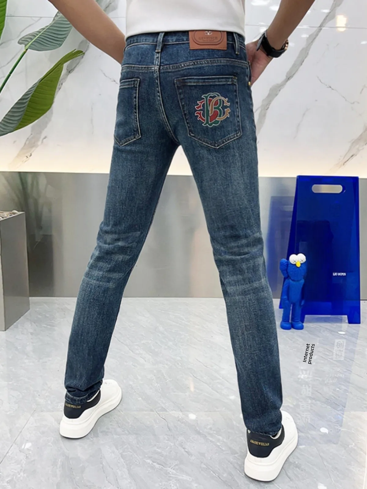 

Мужские джинсы Slim Fit: модные, универсальные, в корейском стиле, эластичные, длиной до щиколотки, повседневные, молодежные, популярные