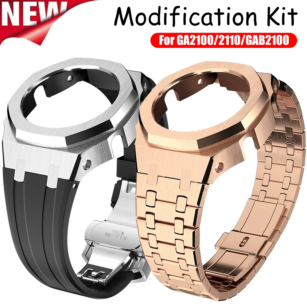 Gen4 Mod Kit for Casioak GA2100 GA2110 Stainless Steel Metal Bezel Rubber Strap for Casioak GAB2100 Case with Screws Corre 2026