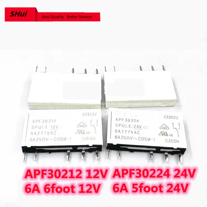 10PCS  Spot brand new APF30212 12V APF30224 24V imported ultra-thin relay 6A 5 pin.
