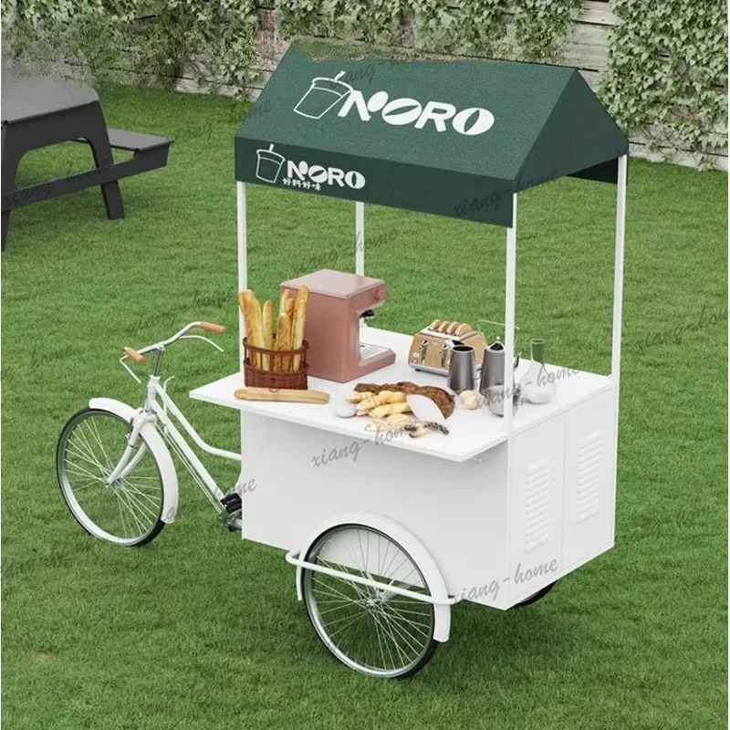 PG custom.Outdoor Night Market Stall Beverage Car Three Wheeled Iron Art Float Food and Snack Market Stall Sweets