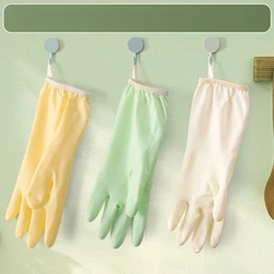 Rubber gloves for women's work thicker durable longer clean waterproof laundry kitchen dishwashing gloves household velvet
