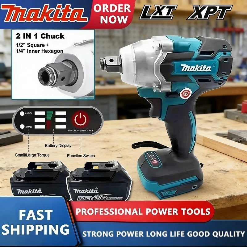 

Makita 18V DTW600 Brushless Electric Wrench Impact Wrench Cordless Auto Repair Power Tools High Torque Rechargeable Power Tool