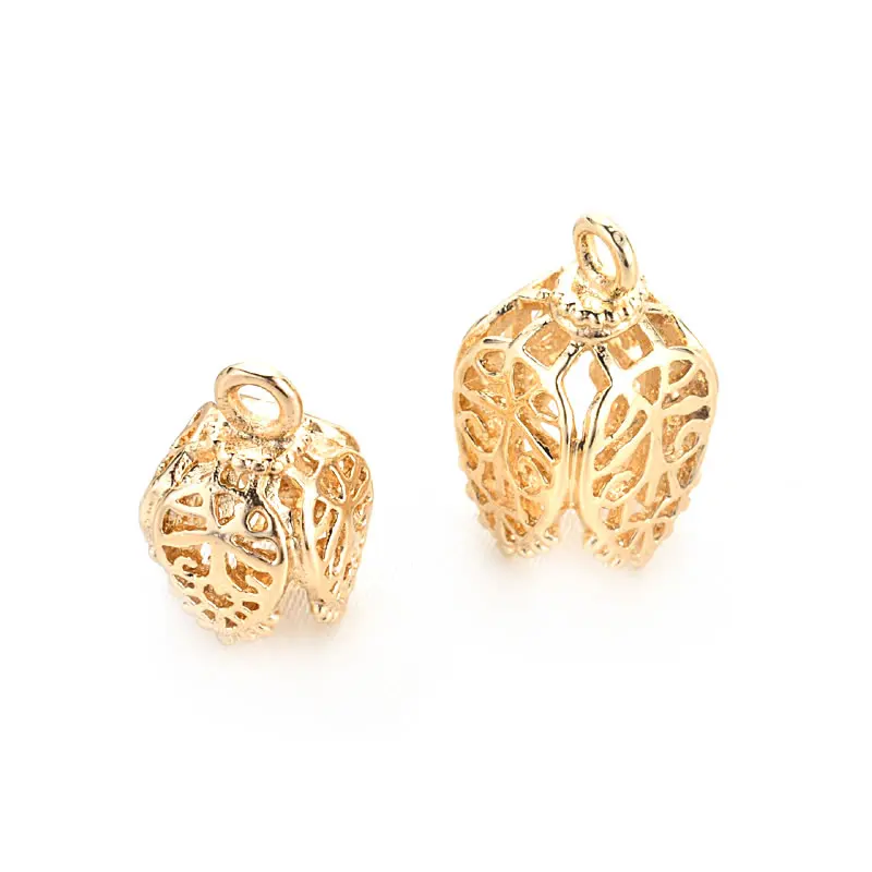 6PCS 15x10MM 21x11MM 18K Gold Color Brass Bead Caps Tassel Caps Diy Jewelry Findings Earrings Accessories Wholesale
