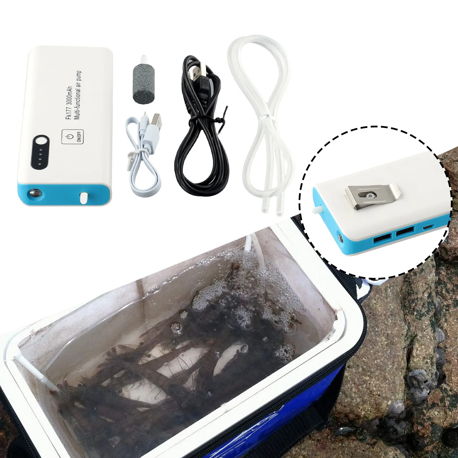 

1 комплект, аэратор для рыбалки, воздушный насос, USB-литиевая батарея, зарядка, кислородный насос, кислородный с зажимом из нержавеющей стали для ведра для живой приманки