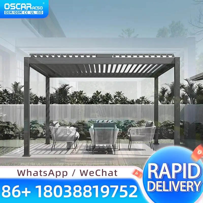 Modern Outdoor Aluminum Louvered Bioclimatique EasytoAssemble Pergola Patio Gazebo for European Gardens American Backyards Asian