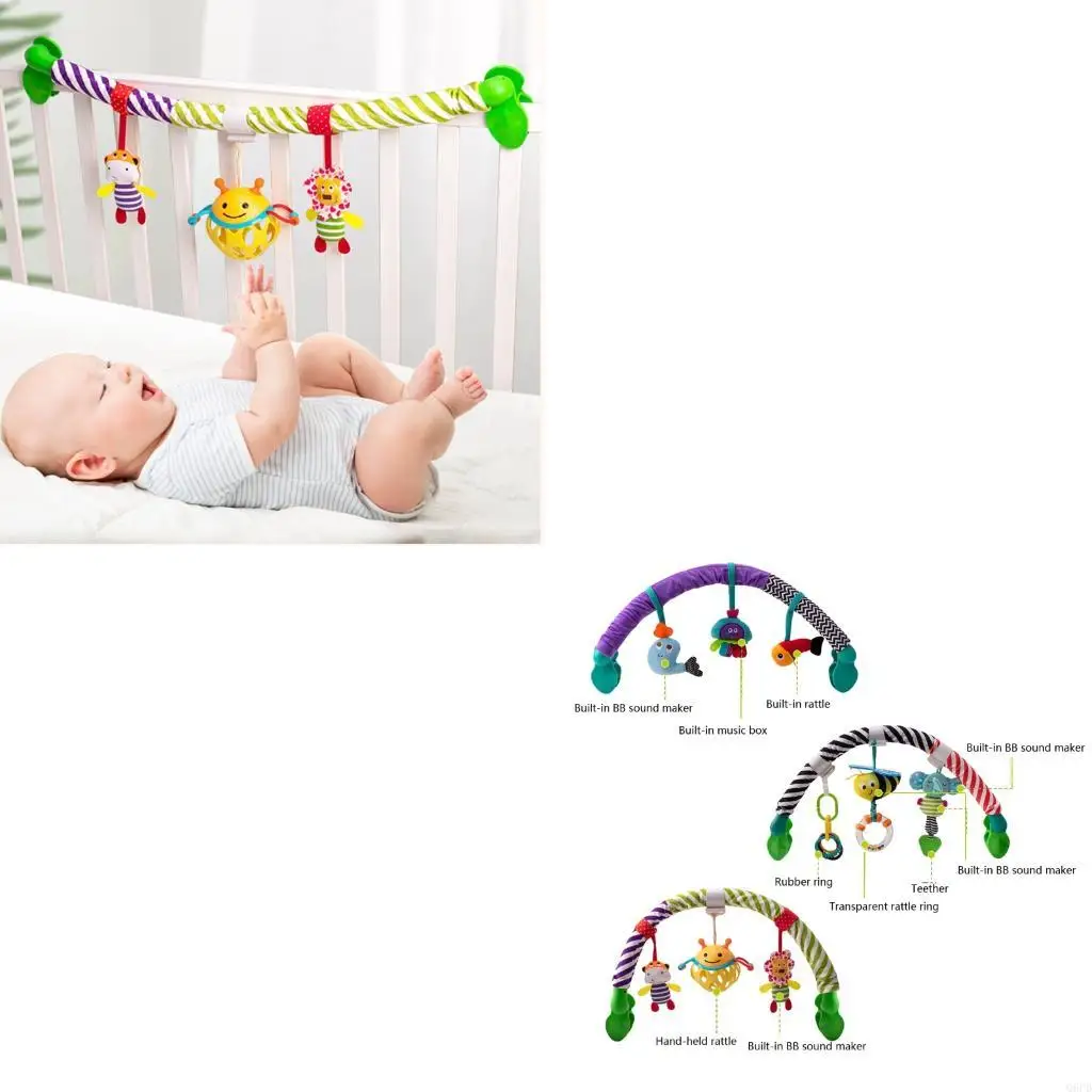 

Портативная тканевая подвесная игрушка для кроватки со слуховой визуальной коляской для успокоения суетливых малышей во время