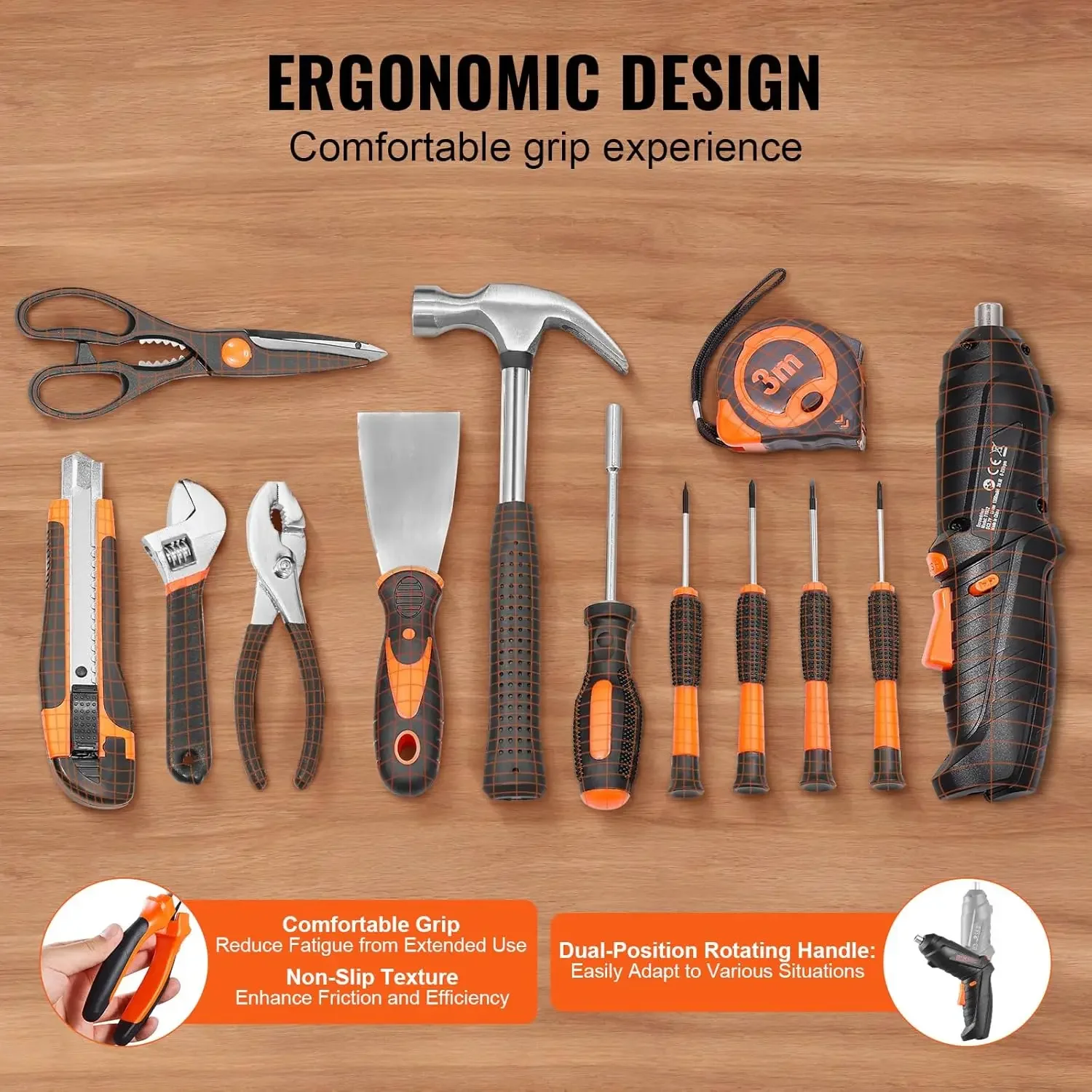 

3.7V Cordless Drill Tool Kit 96-Piece Power Household Set with Electric Drill and Portable Storage Case for Home