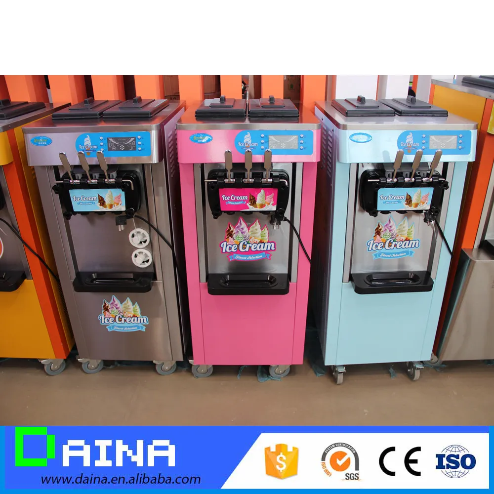 3 Flavors Automatic Soft Serve Sorbetiere Commercial Ice Cream Machine