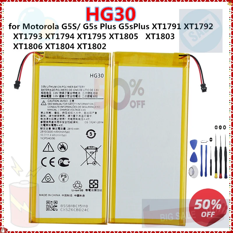 

【2025 Best Seller】HG30 Battery for Motorola G5S G5SPlus XT1794 XT1792 XT1925 XT1795 G6 XT1805 XT1803 High-Capacity Phone Bateria