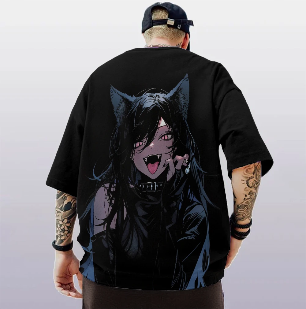 ثلاثية الأبعاد القط فتاة طباعة تي شيرت رجالي الشارع متعة رجل الملابس فضفاضة المتضخم قصيرة الأكمام تيز للرجال الصيف سريعة الجافة البلوز 2024 #3