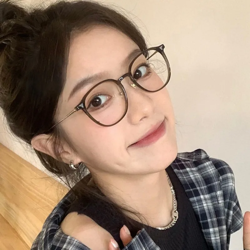 Anti-blaues Licht Anti-strahlung Gläser Luxus Rahmen Gläser Weibliche Koreanische Version Große Gesicht Runde Gesicht Plain Net rote Gläser Flache – Detail 2