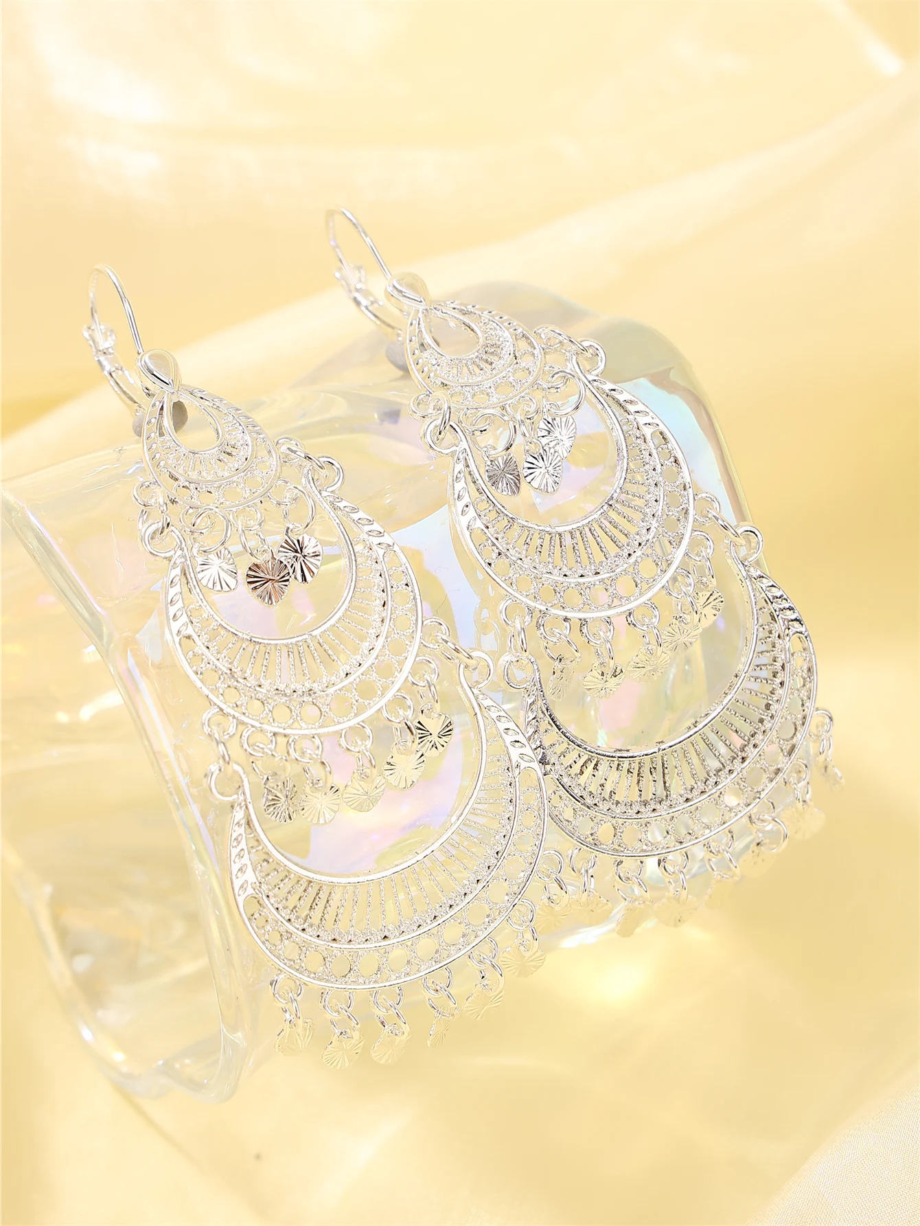Algerian bridal alloy long earrings elegant ladies' earrings French popular earrings suitable for weddings banquets  festivals