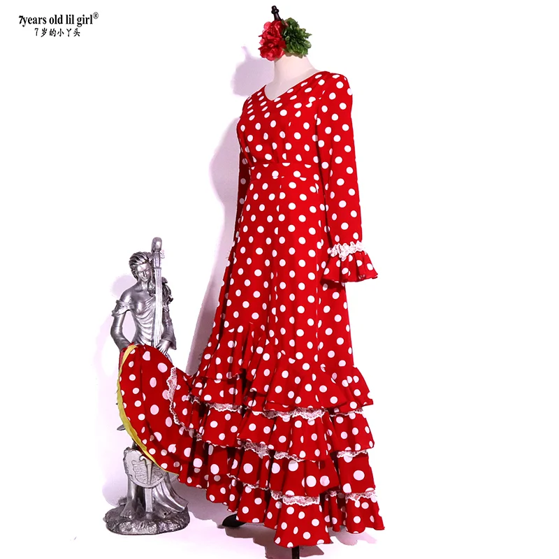 Espanhol dança vestido flamenco prática saia wear feminino gg08