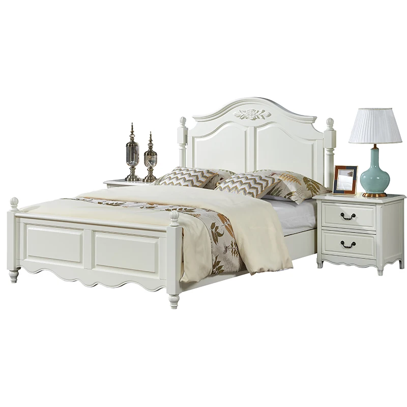 

European American white solid wood, bed 1m 1.2m 1.35 hydraulic high box storage French log single bed