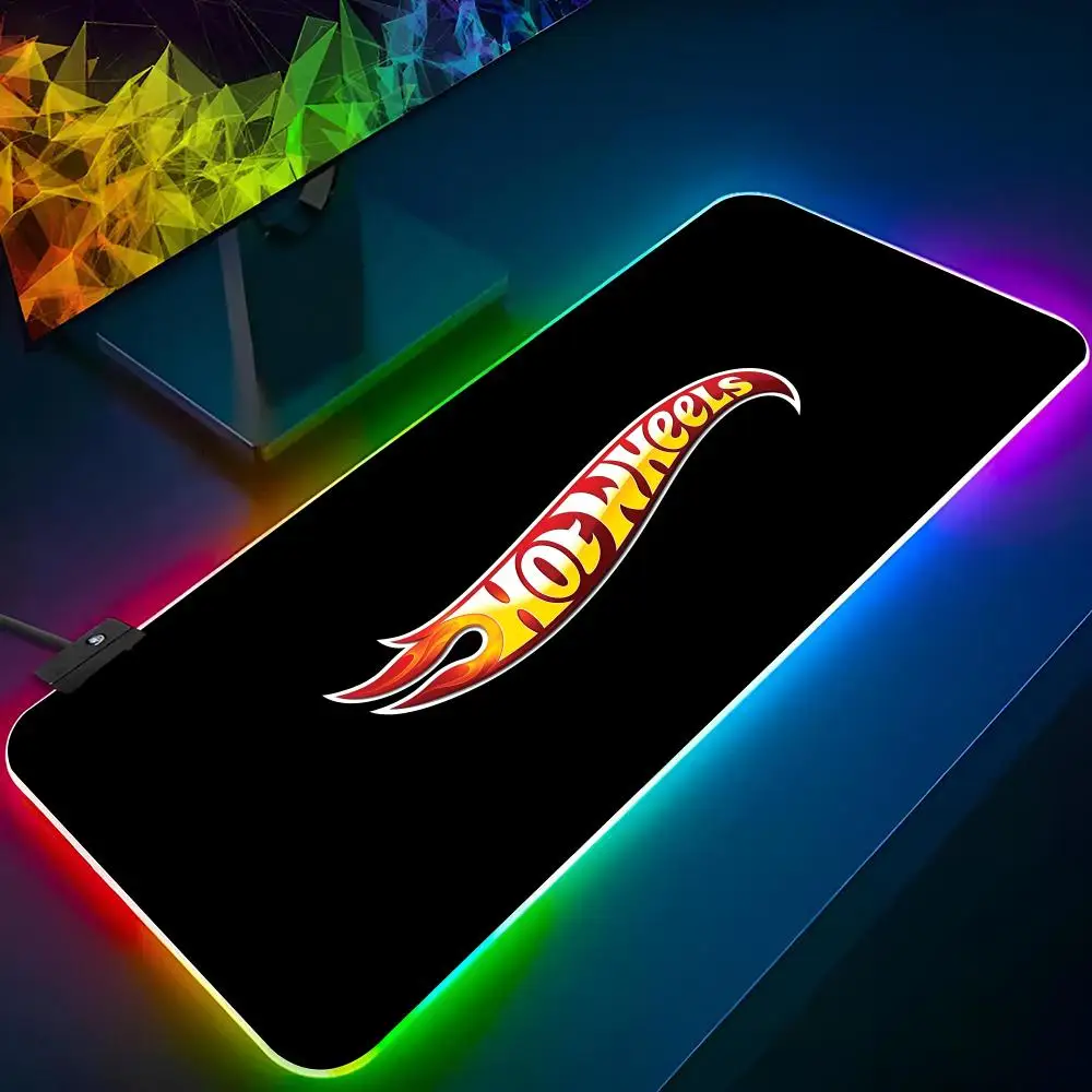 Imagem -06 - Hot Wheels-rgb Car Mouse Pad Esteira do Portátil Teclado Retroiluminado Gamer Girl Table Música Deskpad Xxl