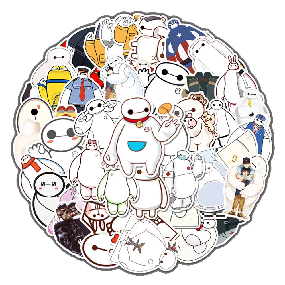 10/30/50pcs Big Hero 6 Baymax Stickers Anime Toys Waterproof DIY Graffiti Skateboard Laptop Car Cute Cartoon Kids Sticker Toys