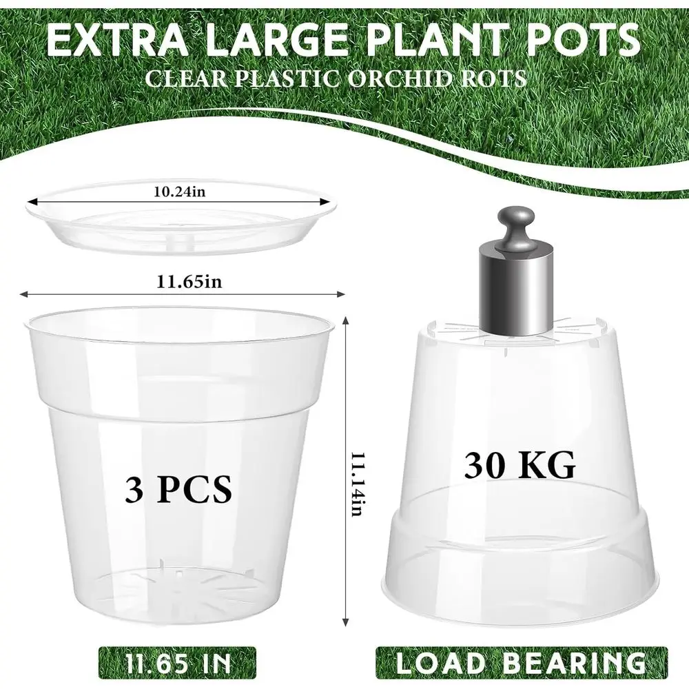 Large Clear Plastic Nursery Pot with Drainage Holes for Indoor/Outdoor Planting (11.65)