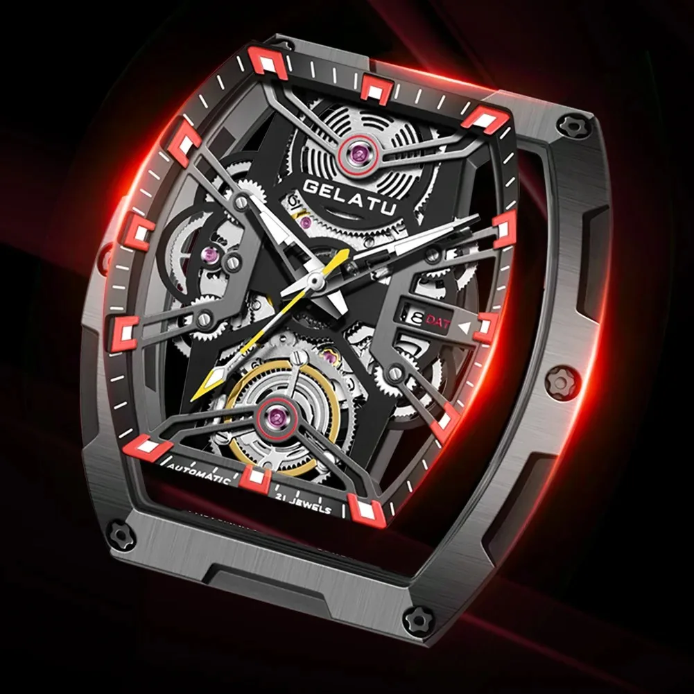 GELATU-Montres mécaniques automatiques étanches pour hommes, montres-bracelets pour hommes Shoous, saphir, miroir, modules de marque supérieure, leton
