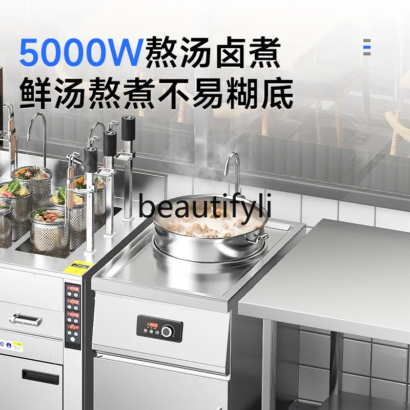 Fornello per noodle con sollevamento commerciale completamente automatico Attrezzatura completa multifunzionale per negozio di noodle elettrici e a gas