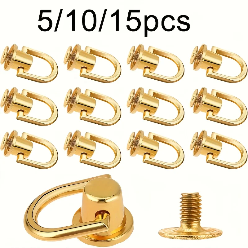 D-Ring Rivets with Screw Backs for Leathercraft - Metal Fasteners for DIY Handbags Wallets Crafts