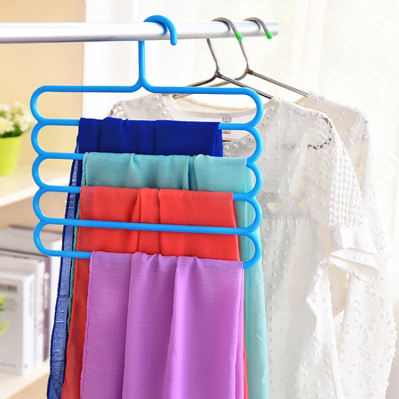 Multi-Function Pants Hanger Organizer, Space Saving Closet Rack, Holds Multiple Pairs, Durable PP Material