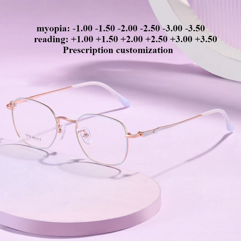 

49-17Новые сверхлегкие женские полнокадровые очки для чтения с защитой от синего света, линзы для близорукости и астигматизма по рецепту