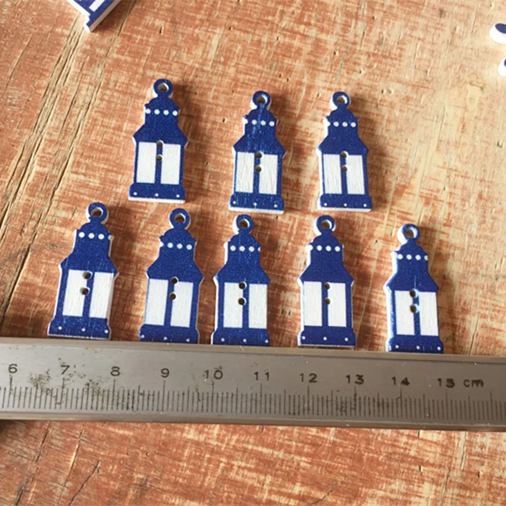 50Pcs Nautical Buttons Wooden Clothes Buttons Sailboat Lighthouse Life Buoy Rudder Design DIY Sewing Knitting Scrapbook Crafts