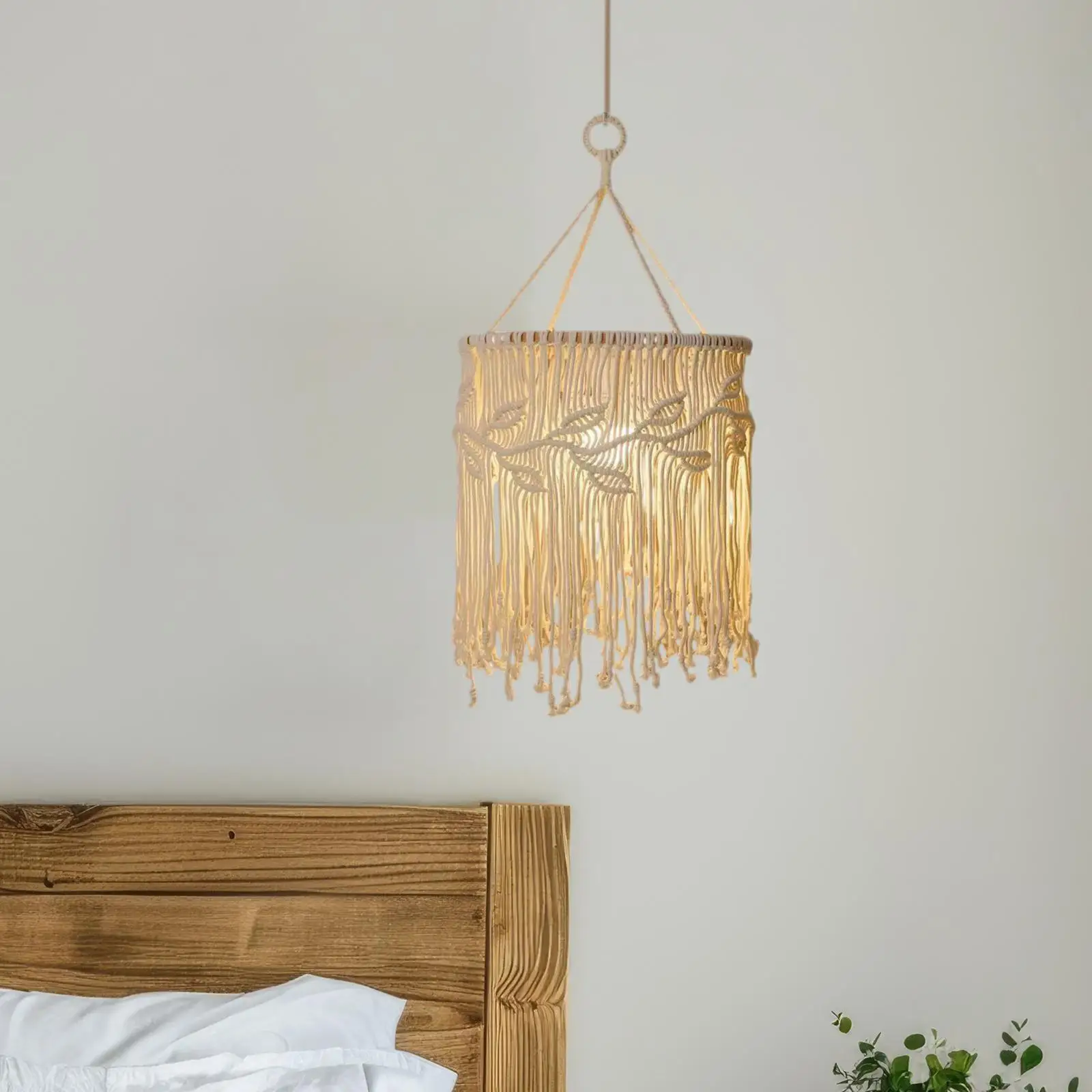 Macrame Hanging Lamp Shade Ceiling Light Cover for Bedroom Multipurpose