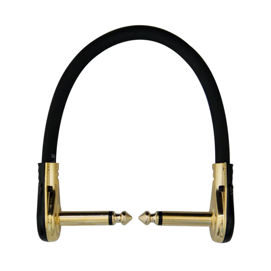 3 Buah Kabel Patch Gitar Berlapis Emas Sudut Kanan 10/15/20/30/60Cm 1/4 Kabel Gitar untuk Pedal Efek Gitar Kabel Audio Jack Jack