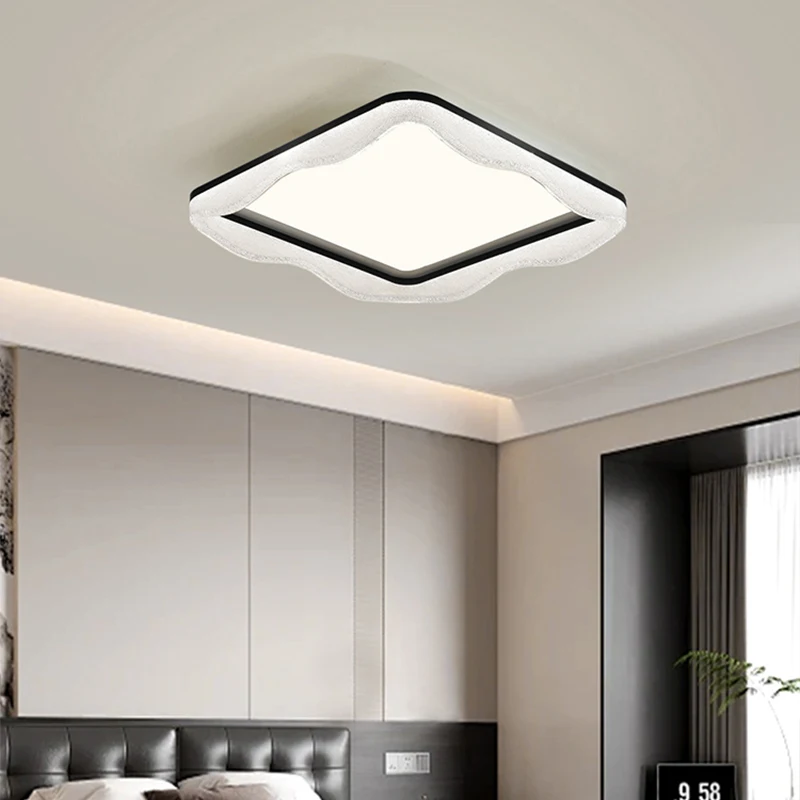Curved Square LED Ceiling Lamp Frosted Edge Band Decor Fixture Bedroom Lounge Hall Modern Minimalist Household Indoor Home Light