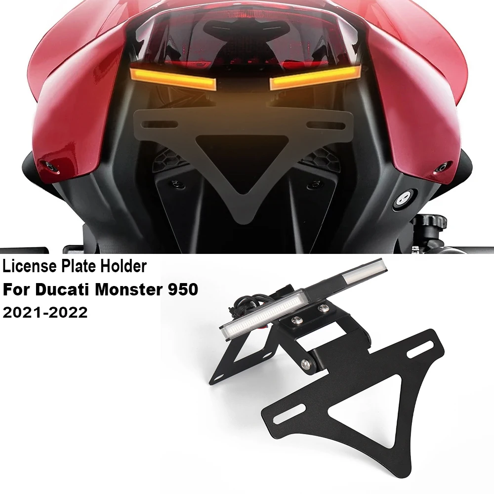 

Motorcycle Rear Short Tail Stock License Plate Holder Tailstock Bracket LED Turn light For Ducati Monster 950 2021 2022