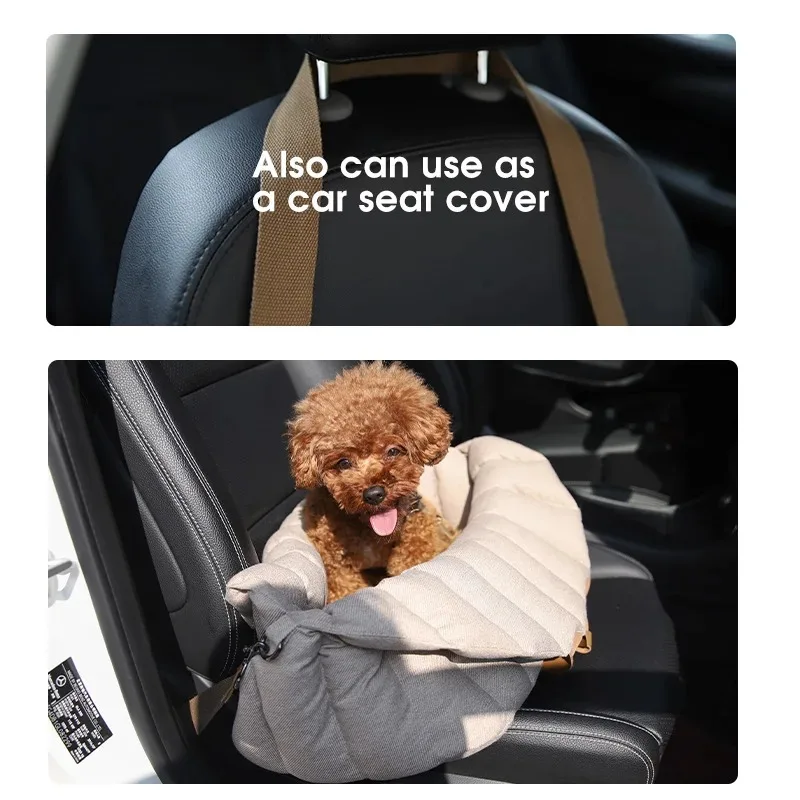 Multifunctional Twill Faux Linen Warm  Sling Pet Carrier Bag Travel Dog Car Seat Safety Bed with removable soft pad